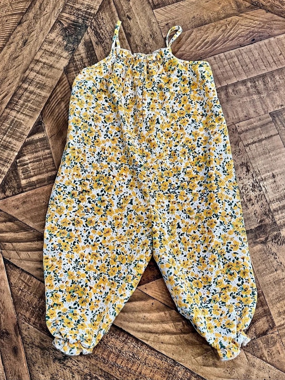 Floral Baby Romper Yellow & White 12-18M